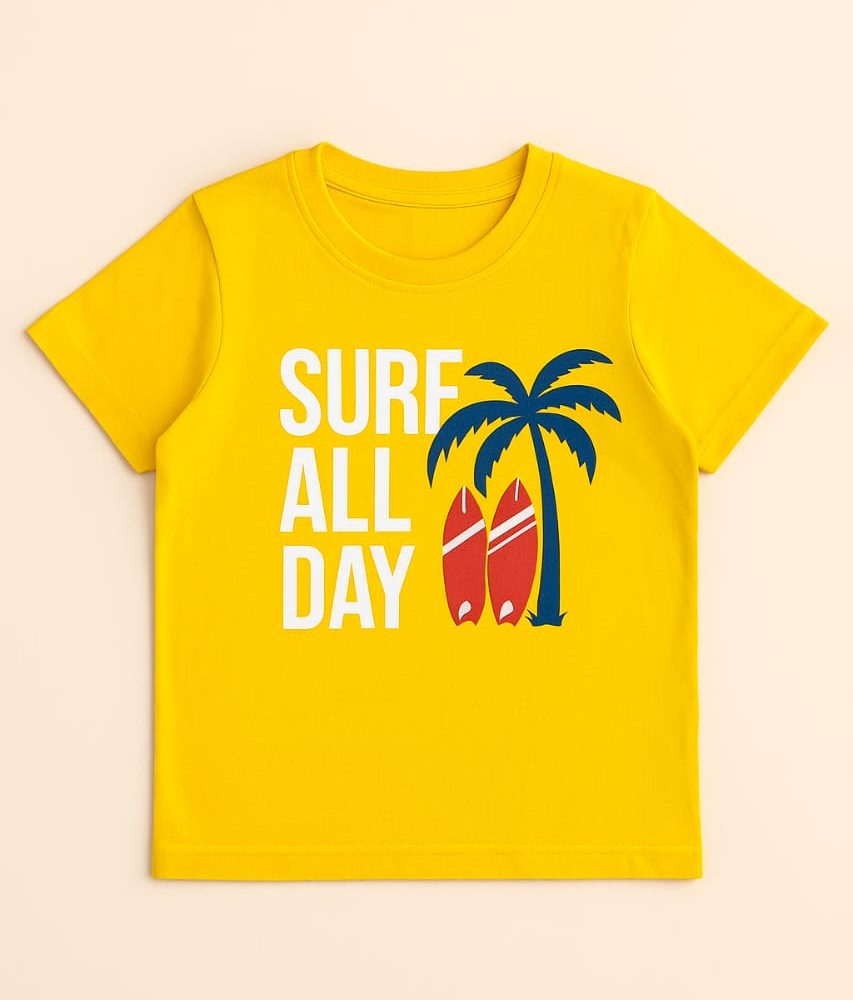 Surf All Day – Yellow Kids T-Shirt
